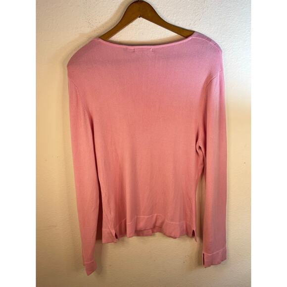 Pink BCBG Maxazria Y2K Granny Sweater Women Size L Office Modest Career Preppy - Picture 3 of 7
